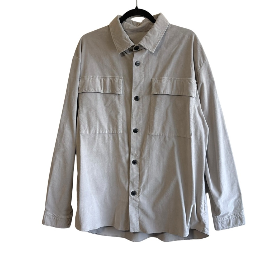 Zara Men’s XL Gray Button Up Shacket Neutral Minimalist Business Casual Neutral